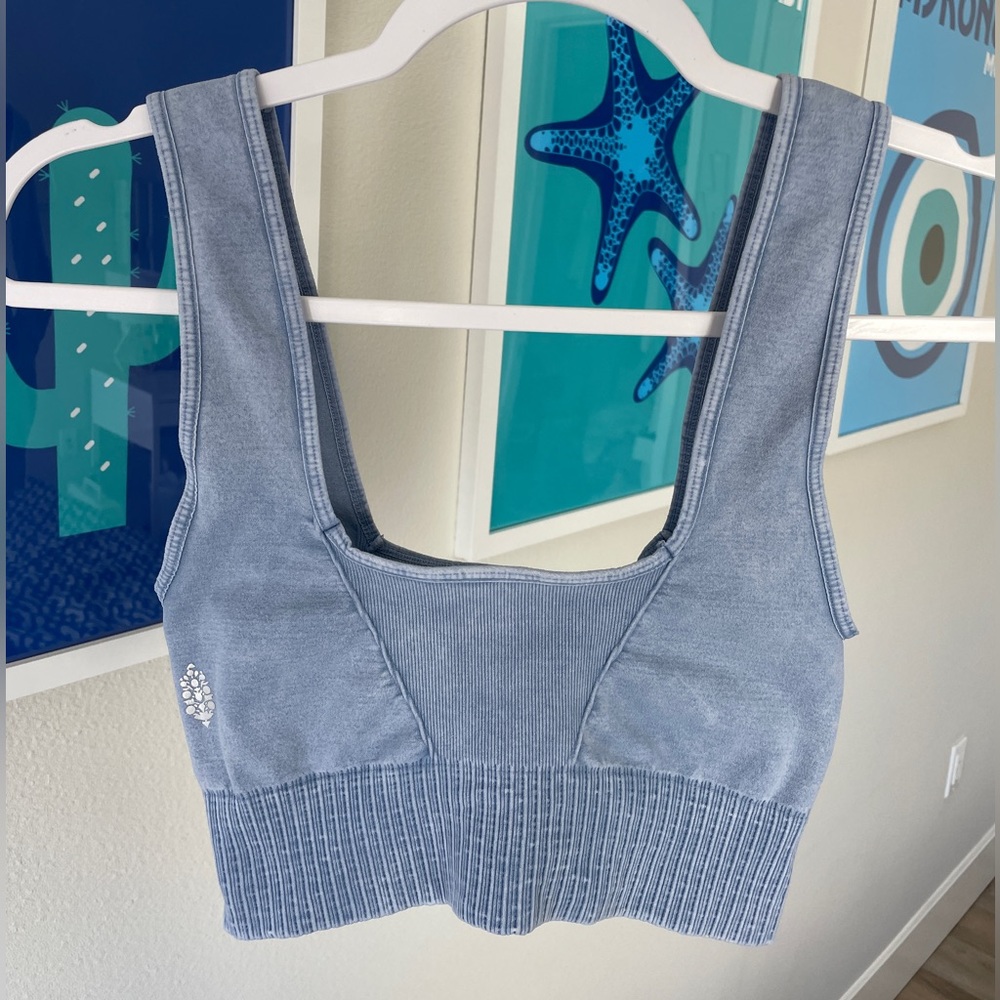 Never worn ** XS/S Free People Good Karma Square Neck Top in Clear Breeze